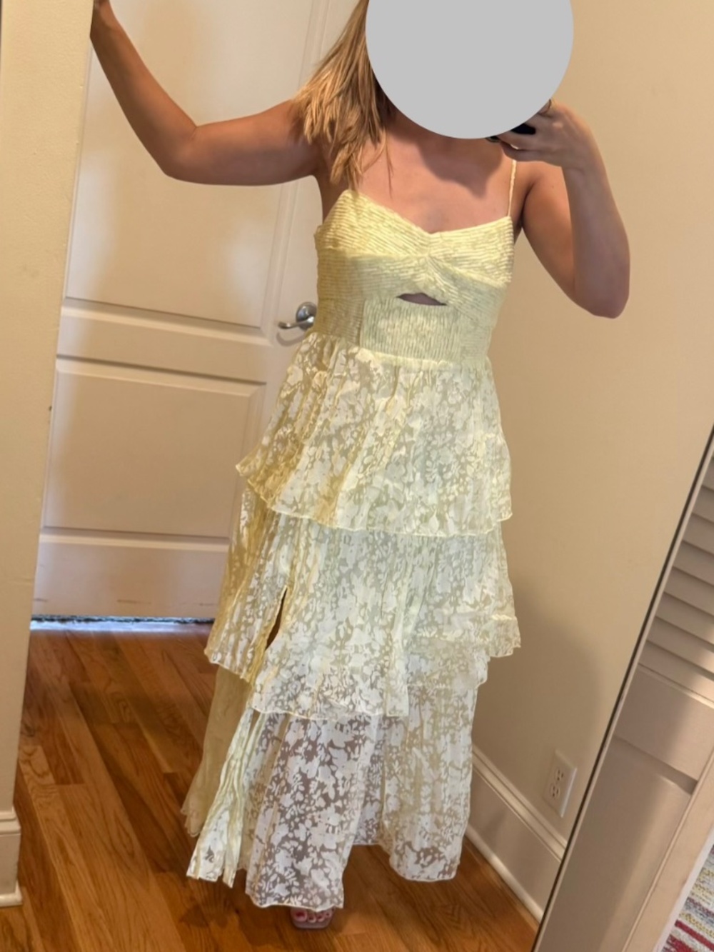 Butter Yellow Astr the Label Midi Tiered Dress
